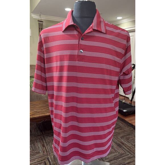 Mens Large Nike‎ Golf Tour Dri Fit Polo Burgundy With White Stripes - Picture 1 of 5